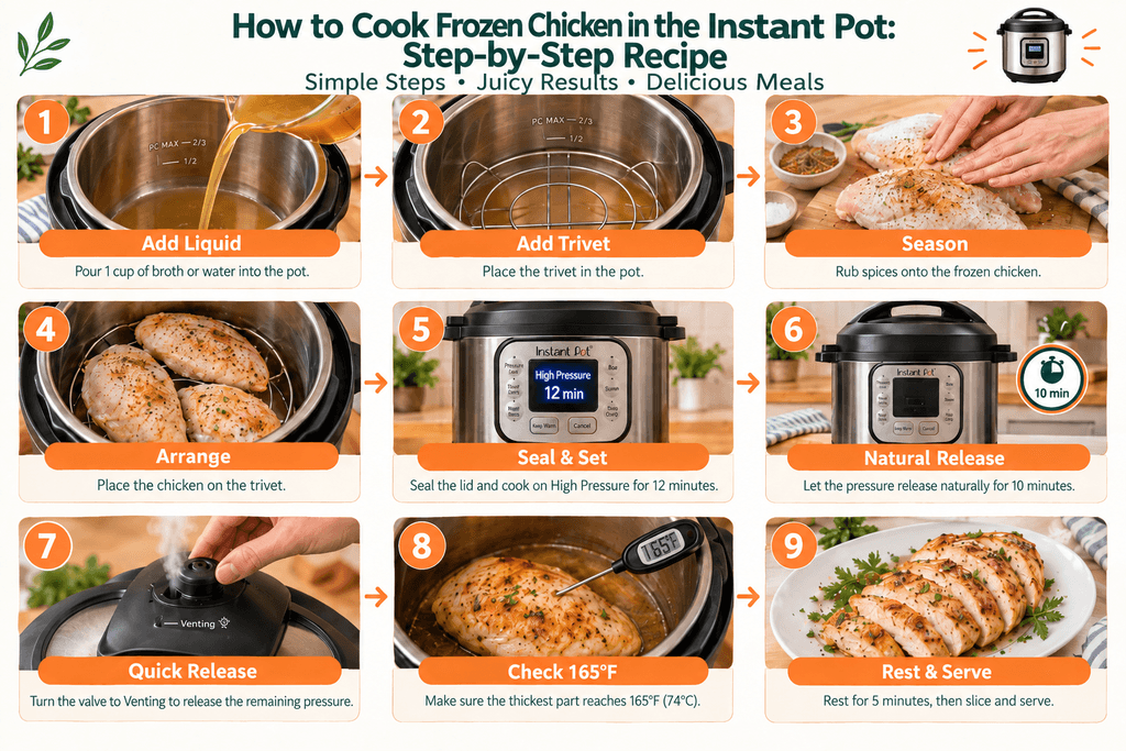 Cook Frozen Chicken in the Instant Pot: Step-by-Step Recipe from start to end